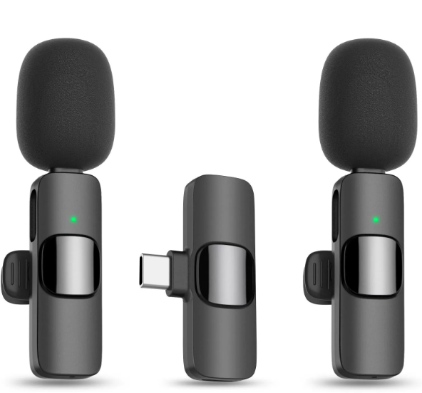 Professional Wireless Microphone K8 Wireless Microphone Type-C for IOS Auto-syncs Microphone for Video Recording Vlog