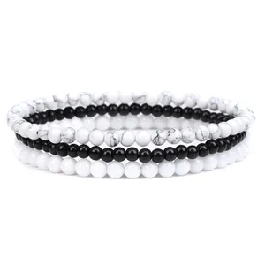 2023 European Luxury Trendy Jewelry 4mm Stone Beaded wholesale Bracelets Natural Beads Charm Bracelet Set for Men Women