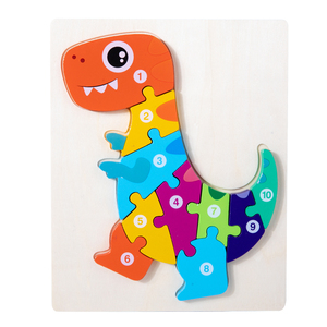 <span class=keywords><strong>Jeux</strong></span> de dinosaures en bois Montessori 3D, puzzle en bois, blocs de construction, jouets éducatifs pour enfants garçons et filles - Product Image 2