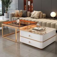 Nouvelle table basse en dalle de pierre/verre : une table basse légère, luxueuse, haut de gamme, minimaliste et portable pour les petits salons