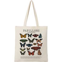 Nouvelle mode sac en toile blanche motif papillon réutilisable protection de l'environnement sac en toile blanche de grande capacité
