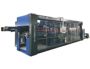 3 station full automatic Air pressure and vacuum forming plastic container thermoforming machine
