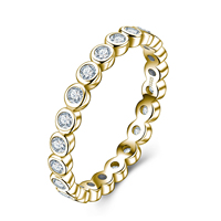 Bague Éternité Complète en Argent Sterling 925 Personnalisée avec Moissanite Ronde, Plaqué Or, Bijoux Fins pour Femme, Cadeau, Vente en Gros
