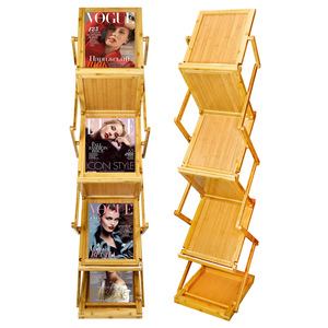 Estante plegable para revistas, diseño minimalista de bambú de 6 niveles para almacenamiento y exhibición en el hogar y la oficina, tamaño A4 adecuado - Product Image 5