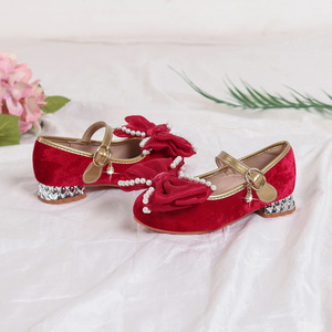 <span class=keywords><strong>Scarpe</strong></span> Eleganti per <span class=keywords><strong>Bambina</strong></span> di Alta Qualità, Primavera-Autunno, <span class=keywords><strong>con</strong></span> Fiocco in Velluto, Perle e Cristalli, <span class=keywords><strong>Tacchi</strong></span> Alti per Feste - Product Image 1