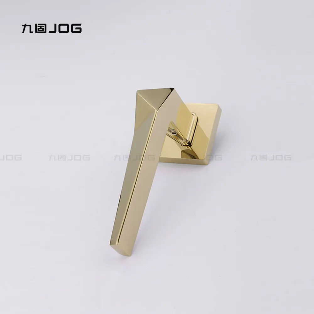 JOG Hardware Factory OEM Zinc Alloy PVD Gold luxury internal bedroom lever wooden modern door handles