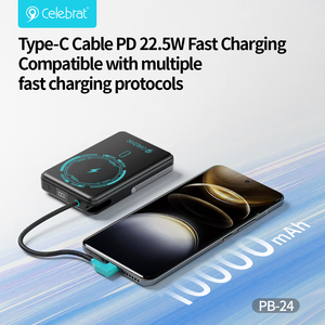 <span class=keywords><strong>Cargador</strong></span> Portátil Magnético de 22.5W y 10000mAh con Cable Integrado y Soporte Metálico, Pantalla LED PB-24, Venta al Por Mayor - Product Image 1