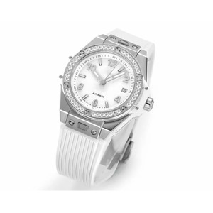 Reloj mecánico automático de lujo para hombre y mujer, correa de silicona blanca, bisel con diamantes de imitación, reloj de pulsera deportivo de acero inoxidable a la moda - Product Image 2