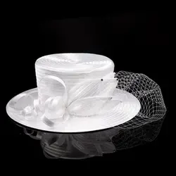 Topi gereja putih mewah topi pesona pesta Kentucky Derby kain Satin jamuan makan aksesori rambut untuk wanita