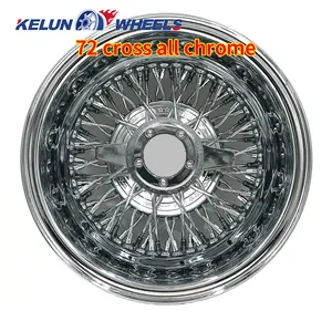 Lowrider 13x7 terbalik 100 lurus renda jeruji roda kawat krom velg roda palsu Zenith kawat roda