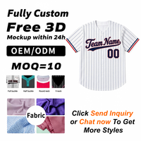 Maillot de baseball personnalisé à rayures fines blanches, bordure rouge, col en V, boutonné, manches courtes, uniforme d'équipe, maillot de sport respirant