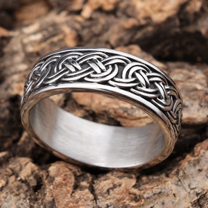 Ready to Ship Wholesale Vikings Vintage Silver Stainless Steel Irish Wedding Celtic Knot Band <strong>Rings</strong> for Men Women <strong>Size</strong> 7-13 - Product Image 4