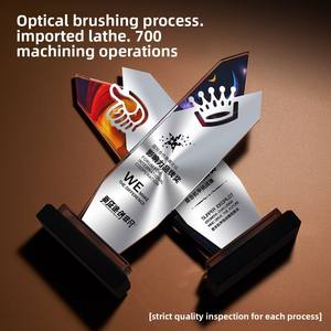 Ensemble de trophées en cristal métallique personnalisé |   Médailles de récompense pour réunions annuelles et <span class=keywords><strong>champions</strong></span> d'équipe exceptionnels avec impression UV - Product Image 3