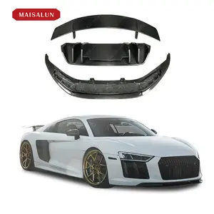 Carbon Fiber V Stijl Body Kit Voor Audi R8 V8 V10 Upgrade Wijzigen Aerodynamische Kit Achterbumper Diffuser Voorzijde Lip Spoiler