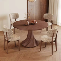 Table à manger ronde en bois massif moderne, compacte, minimaliste, artistique, meubles de maison design