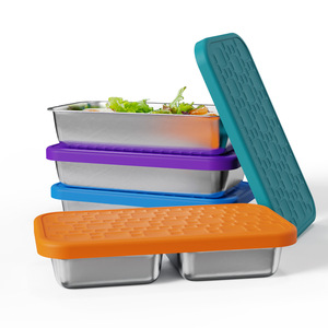 Boîte alimentaire multifonctionnelle en acier inoxydable avec couvercle en silicone sans BPA, petite boîte bento pour enfants avec couvercle en silicone - Product Image 6