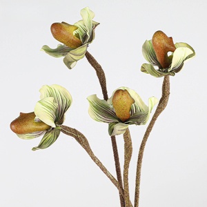 ดอกไม้ประดิษฐ์ก้านเดียวไม่มีใบกล้วยไม้ papiopedilum/กระเป๋าสำหรับตกแต่งงานแต่งงานฉากหลังแต่งงานและตกแต่งห้อง - Product Image 5