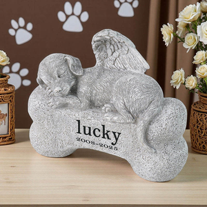 Ornamento commemorativo <span class=keywords><strong>di</strong></span> Design animale dipinto a mano in resina <span class=keywords><strong>di</strong></span> osso <span class=keywords><strong>di</strong></span> cane angelo con nome inscritto/dettaglio dell'ala della data memoriale per <span class=keywords><strong>animali</strong></span> domestici interni/esterni - Product Image 3