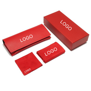 Ensemble d'emballage de lunettes de soleil personnalisées avec logo, en cuir PU coloré, avec étui et chiffon de nettoyage - Product Image 1