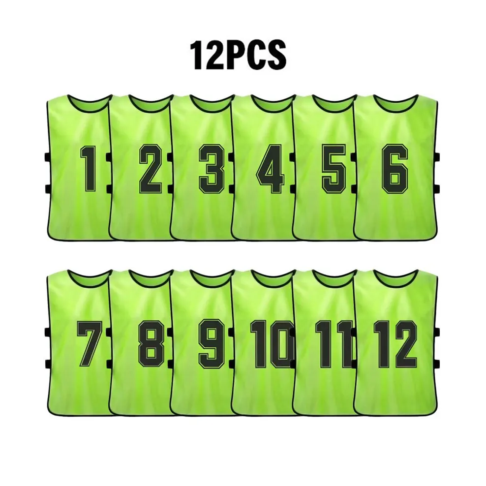 wholesale 12 PCS numbered pinnies cheap sports training vest bibs for soccer