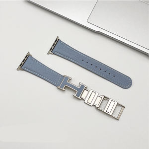 <span class=keywords><strong>Bracelet</strong></span> de <span class=keywords><strong>montre</strong></span> intelligent pour Apple Watch Series 10, en <span class=keywords><strong>cuir</strong></span> grainé litchi, fermoir magnétique en H, pour hommes et femmes, 46 mm - Product Image 4