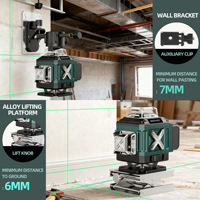360 °   Niveau laser vert rotatif 3D 12 lignes 4D 16 lignes, outil de marquage professionnel pour la construction extérieure, batterie au lithium