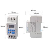 Relé Temporizador de Alta Corriente THC-30A de 12 V CC, 16 Encendidos y Apagados, Programación por Microcomputadora de 7 Días y 24 Horas, Montaje en Riel DIN, Interruptores de 16 Encendidos y Apagados