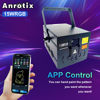 Proyector Láser de 15W con APP DMX512, Activación por Sonido, Profesional para Espectáculos en Vivo y Clubes
