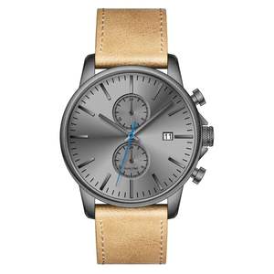 Montre pour homme en acier inoxydable, personnalisée, grise, avec chronographe, aiguille rouge, mouvement japonais ou U2791 - Product Image 5