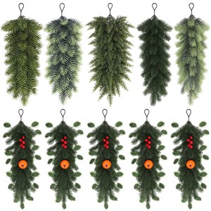 Guanyi Guirlande murale artificielle en cèdre et cyprès, décoration de Noël, décoration d'intérieur, lot de 5 pièces avec baies et citrouilles - Product Image 1