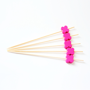 J & M 100PC <span class=keywords><strong>Count</strong></span> 4.7in bốn-pental thiết kế màu các loại thân thiện với môi tre Cocktail dính dùng một lần đính cườm dính cho thanh công cụ - Product Image 5