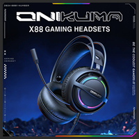 ONIKUMA X88 Auriculares con Cable RGB Iluminación E-sports Juegos Escuchar USB Doble Diadema Auriculares con Micrófono