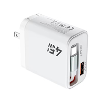 Chargeur rapide 45W à 2 ports avec logo personnalisé, bloc de charge rétractable PD Type C, adaptateur de voyage à charge rapide pour iPhone 18 17