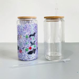 Verre à sublimation vierge à double paroi de 12 oz sans BPA, verre boule à neige, tasse à bière à paillettes de 20 oz - Product Image 2