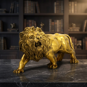 48'' Large Natural Decorative Brass <b>Lion</b> Sculpture - Product Image 3