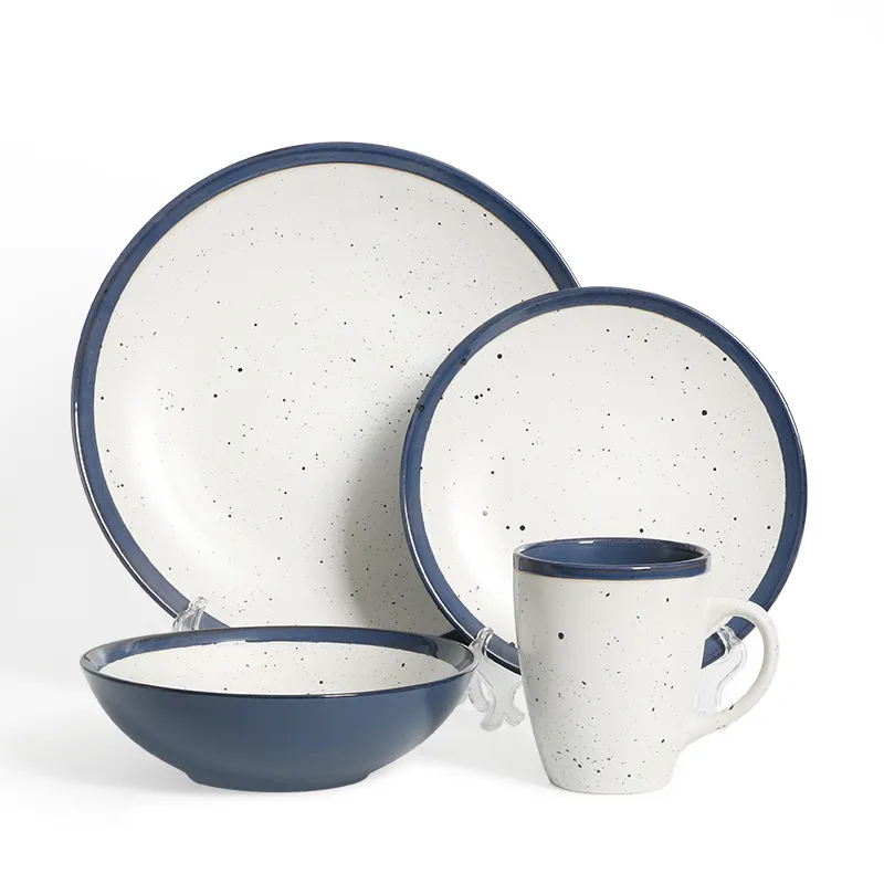 Wholesale New Design 16pcs European Style Starred Glaze Ceramic Dinner Set Sesame Glaze Ceramic tableware set