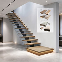 Escalier Flottant Intérieur Moderne Haut de Gamme, Sur Mesure, en Acier et Bois, avec Marches Modulaires Durables et Écologiques, pour Installation DIY