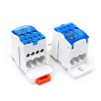 Conector de Barra Colectora de Latón WUKK 80A, Bloque de Terminales de Distribución de Energía Eléctrica Unipolar Universal con Tornillo para Riel DIN