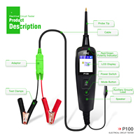 Kit de sonde d'analyseur de moteur de testeur de circuit automobile multifonction 12V/24V pour système électrique automatique P100