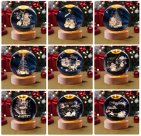 Lampe de table décorative astronaute en gros, base en bois LED pour boule de cristal, lampe sphère Iget Moon