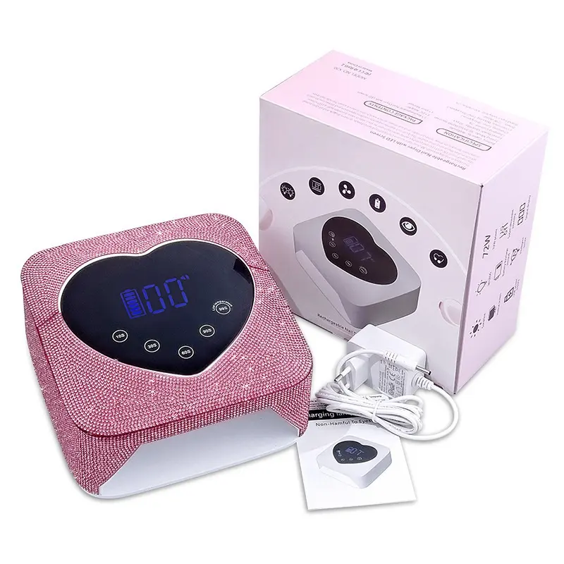 2024 Nieuwe Uv Licht Hart Nail Lamp 72W Oplaadbare Nail Salon Diamant Droger Uv Led Lamp Voor Nagels Kunst Met Touchscreen Controle