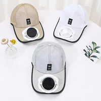 Chapeau Éventail d'Extérieur Large Bord Casquette de Baseball Pare-Soleil Homme pour Camping Sport, Chapeau Rafraîchissant, Chapeaux Éventail Alimenté Solaire et Rechargeable USB