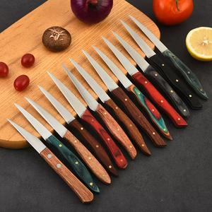 Couteau de découpe alimentaire en acier inoxydable, couteau à fruits, couteau à fleurs, outil de découpe de chef, manche en bois teinté - Vente en gros usine - Product Image 4