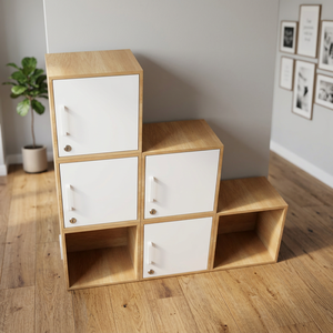 Casier personnel SFTCN008 à 6 compartiments avec serrure électronique, dessus en bois, fermeture manuelle des portes, étagère réglable, armoire de rangement pour usage de bureau - Product Image 3