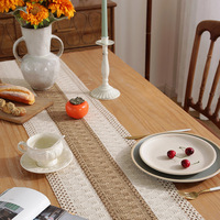 Costume de nappe en lin + coton pratique avec broderie florale élégante Technique tissée de protection de l'environnement fine