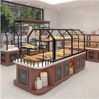 Présentoir de boulangerie en métal et en bois moderne en gros pour beignet de gâteau de pain-taille et couleur personnalisables pour l'usage au détail