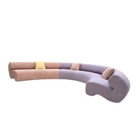 Modernes Italienisches Minimalistisches Modulares Sofa-Set Halbkreisförmig Gebogen Stoffbezug Schaumstoff-Füllung Edelstahl Wohnzimmer