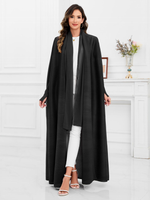 2026 Übergröße Einheitsgröße Abaya mit Knopfmanschetten Einfarbiger Kaftan Cardigan Polyester Maxikleid Miyake Plissierter Stil Robe