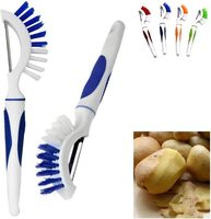 GEMARK NSH7641 Handmatige keukenhulp Fruit- en groentereinigingsborstel Aardappelschiller Roestvrijstalen mes Herbruikbaar 20,5x4,5CM