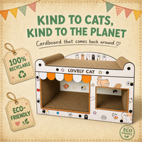 Maison pour chat et griffoir en carton robuste grande taille avec logo imprimé pour chats d'intérieur – Vente en gros, directement de l'usine